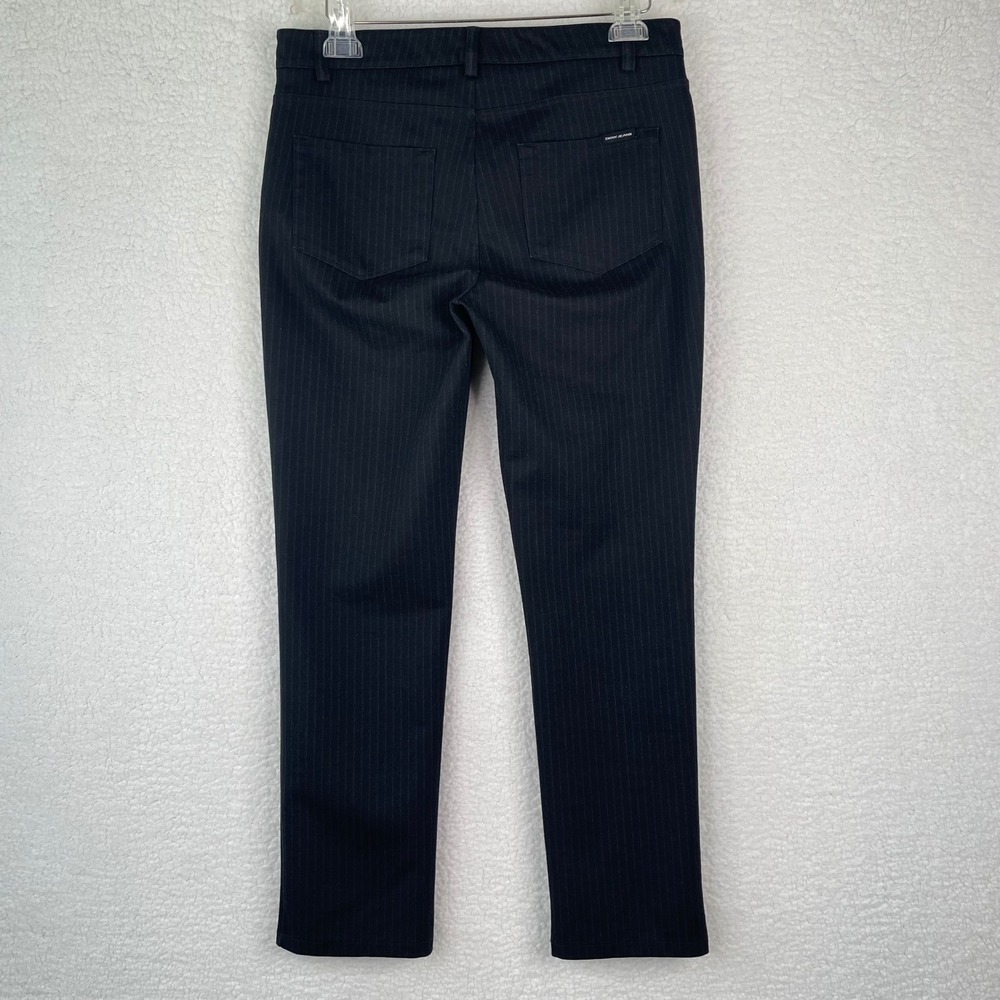 DKNY Jeans Womens Black Pinstripe Slim Leg Trousers Size Medium - Picture 4 of 11